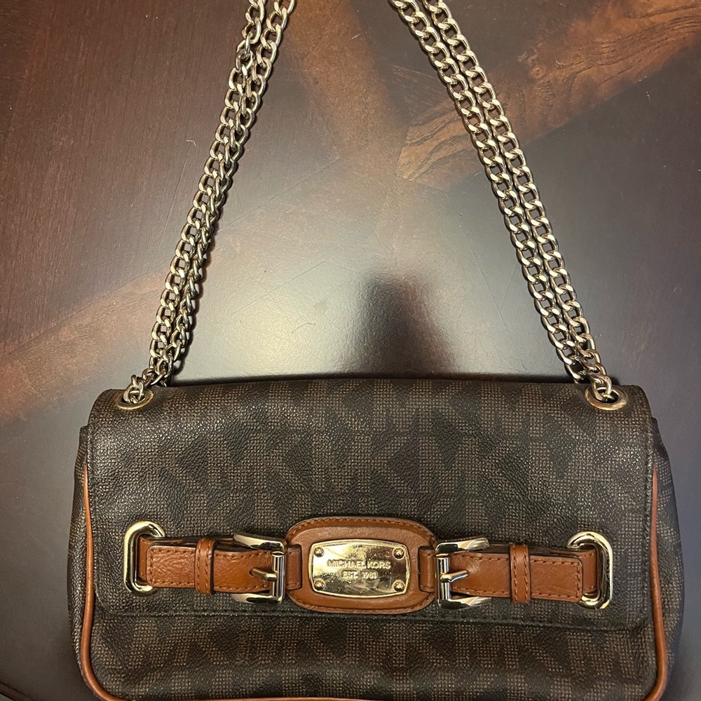 Michael Kors Dark Brown Shoulder Bag with Chain Strap
